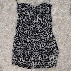 Grey Leopard Cocktail Mini Dress